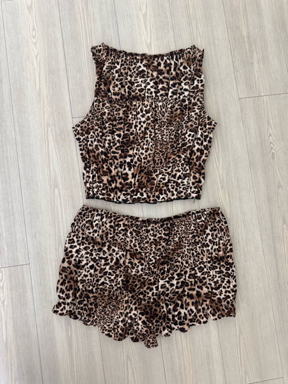 Leopard Print Two-Piece Set - Brown/Black